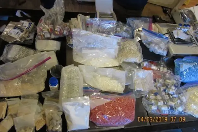 A smattering of the many illicit substances authorities found in the bust.
